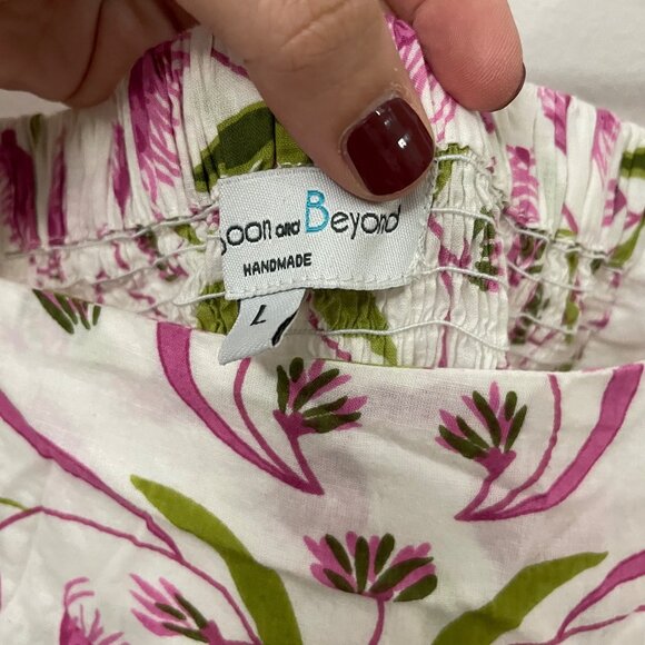 Monsoon & Beyond 1919 Estella Mongrove Pink Floral Puff Sleeve Midi Dress Size L - Picture 4 of 6